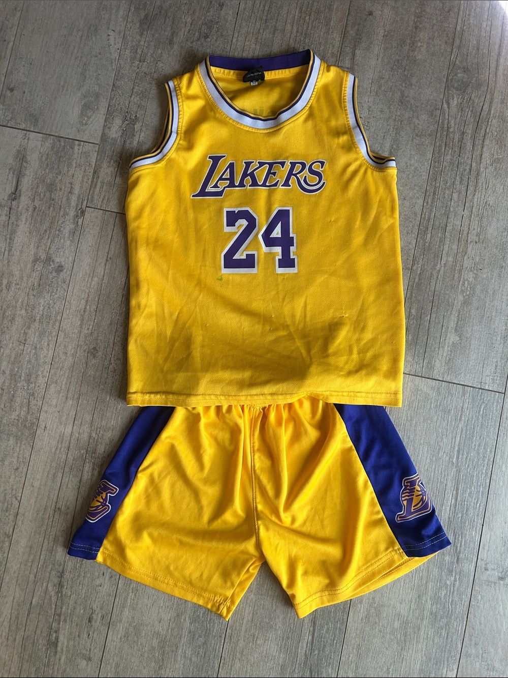 Lakers Kobe #24 Youth Basketball Jersey & Shorts Set - Yellow & Purple